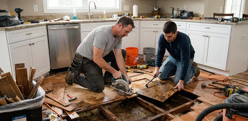Kitchen Floor Water Damage Repair in Burleson